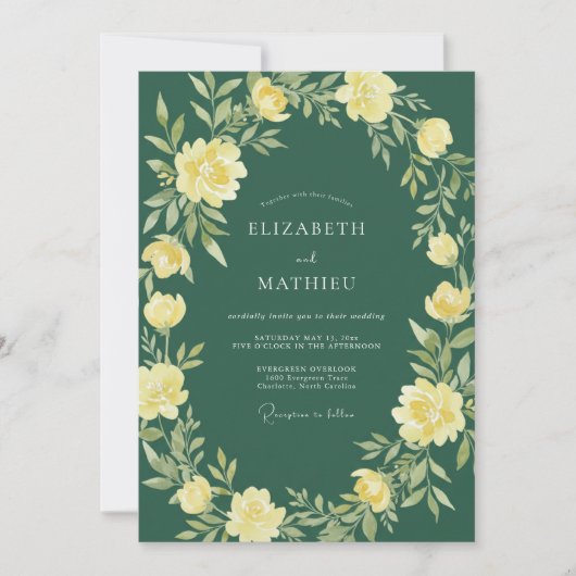 Invitation Mariage Botanique Radiant Jaune Pâle (Devant)