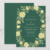 Invitation Mariage Botanique Radiant Jaune Pâle (Devant / Derrière)