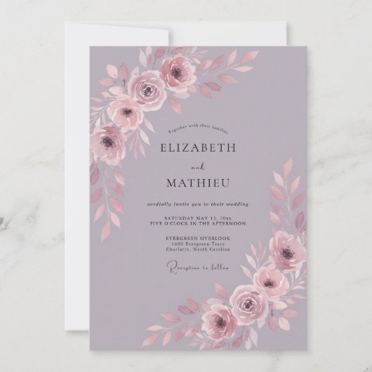 Invitation Mariage Botanique Radiant Mauve (Devant)