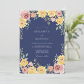 Invitation Mariage Botanique Radiant Navy (Debout devant)