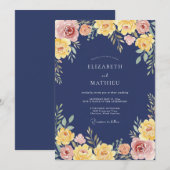 Invitation Mariage Botanique Radiant Navy (Devant / Derrière)