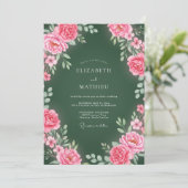 Invitation Mariage Botanique Radiant Vert Chasseur (Debout devant)