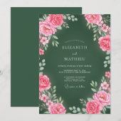Invitation Mariage Botanique Radiant Vert Chasseur (Devant / Derrière)