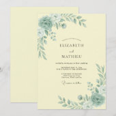 Invitation Mariage Botanique Radiant Vert Mousse (Devant / Derrière)