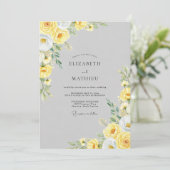 Invitation Mariage Botanique Radieux Gris Clair (Debout devant)
