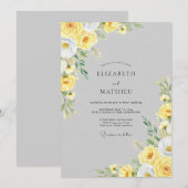 Invitation Mariage Botanique Radieux Gris Clair (Devant / Derrière)