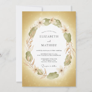 Invitation Mariage Botanique Radieux Jaune Doré