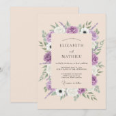 Invitation Mariage Botanique Radieux Lilas (Devant / Derrière)