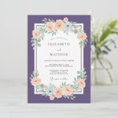 Invitation Mariage Botanique Raffiné au Prune (Debout devant)