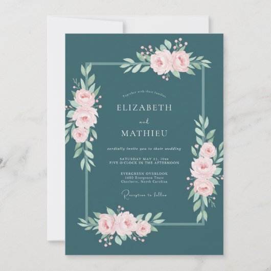 Invitation Mariage Botanique Raffiné Épicéa (Devant)