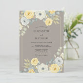 Invitation Mariage Botanique Raffiné Jaune (Debout devant)