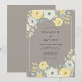 Invitation Mariage Botanique Raffiné Jaune (Devant / Derrière)