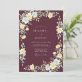 Invitation Mariage Botanique Raffiné Marron (Debout devant)