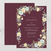 Invitation Mariage Botanique Raffiné Marron (Devant / Derrière)
