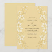 Invitation Mariage Botanique Raffiné Moutarde (Devant / Derrière)