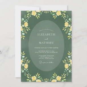 Invitation Mariage Botanique Raffiné Vert Forêt