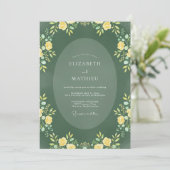 Invitation Mariage Botanique Raffiné Vert Forêt (Debout devant)