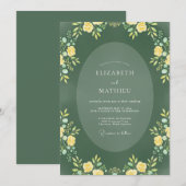 Invitation Mariage Botanique Raffiné Vert Forêt (Devant / Derrière)