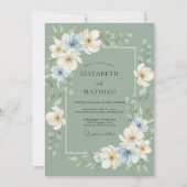 Invitation Mariage Botanique Raffiné Vert Sauge (Devant)
