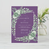 Invitation Mariage Botanique Raffiné Violet (Debout devant)