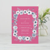 Invitation Mariage Botanique Raspberry Bold (Debout devant)