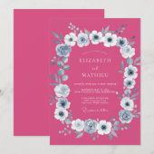Invitation Mariage Botanique Raspberry Bold (Devant / Derrière)