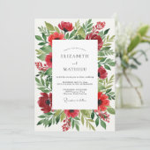 Invitation Mariage Botanique Red Bloom (Debout devant)