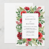 Invitation Mariage Botanique Red Bloom (Devant / Derrière)
