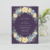 Invitation Mariage botanique régale Deep Purple (Debout devant)