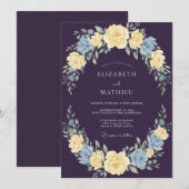Invitation Mariage botanique régale Deep Purple (Devant / Derrière)