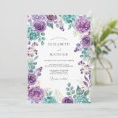 Invitation Mariage Botanique Resplendissant Violet (Debout devant)