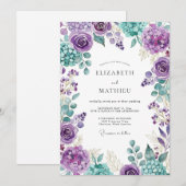 Invitation Mariage Botanique Resplendissant Violet (Devant / Derrière)