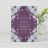Invitation Mariage Botanique Rêveur au Plum (Debout devant)
