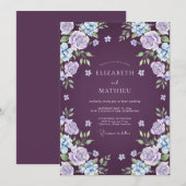 Invitation Mariage Botanique Rêveur au Plum (Devant / Derrière)