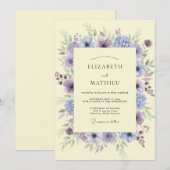 Invitation Mariage Botanique Rêveur Lilas (Devant / Derrière)