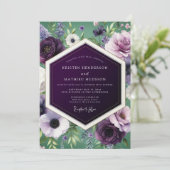 Invitation Mariage Botanique Riche Aubergine (Debout devant)