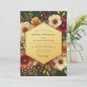 Invitation Mariage botanique riche d'émeraude (Debout devant)