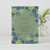Invitation Mariage Botanique Riche Vert Sauge (Debout devant)