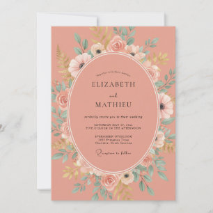 Invitation Mariage Botanique Romance Fleur de Corail