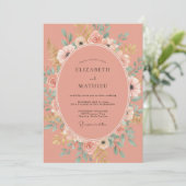 Invitation Mariage Botanique Romance Fleur de Corail (Debout devant)