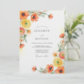 Invitation Mariage Botanique Romance Jaune Orange (Debout devant)