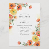 Invitation Mariage Botanique Romance Jaune Orange (Devant)