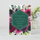 Invitation Mariage Botanique Romance Magenta Profond (Debout devant)