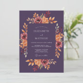 Invitation Mariage Botanique Romance Prune (Debout devant)