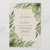 Invitation Mariage Botanique Romance Vert Olive (Devant)