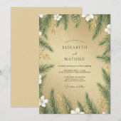 Invitation Mariage botanique romantique à feuilles persistant (Devant / Derrière)