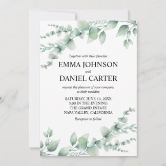 Invitation Mariage Botanique Romantique au Feuillage d'Eucaly