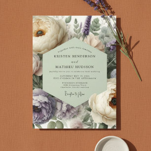 Invitation Mariage Botanique Romantique au Lavande Pâle