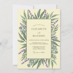 Invitation Mariage botanique romantique au lavande vert