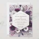 Invitation Mariage Botanique Romantique au Prune (Devant)